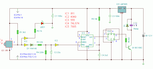 Infra Red Switch-Circuit diagram