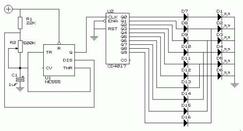 Knightrider lights for model cars-Circuit diagram