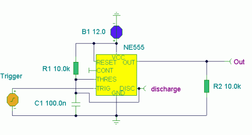 NE555 Basic Monostable-Circuit diagram