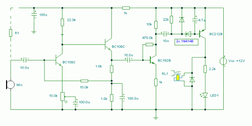 Sound Operated Switch-Circuit diagram