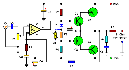18watt Audio Amplifier circuit diagram and instructions
