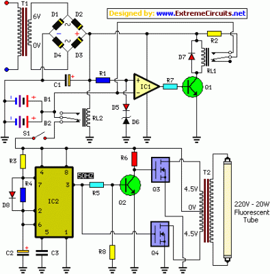 IC Controlled Emergency Light With Charger Circuit circuit diagram and ...